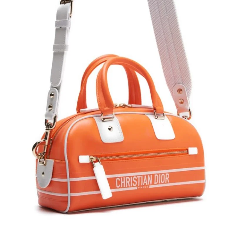 Make Your Mark with Dior BagsDior Dior Dior 2WAY Mini Boston Bag Leather  Leather Orange × White (Gen Gold)  Bag Handbag  【 Ship】 Ladies Online