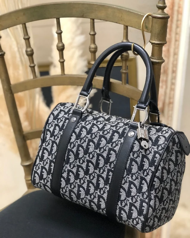 Elevate Your Look with a Dior HandbagChristian Dior Trotter Jacquard Mini Bostonbag Handbag Black Vintage Old turmxz