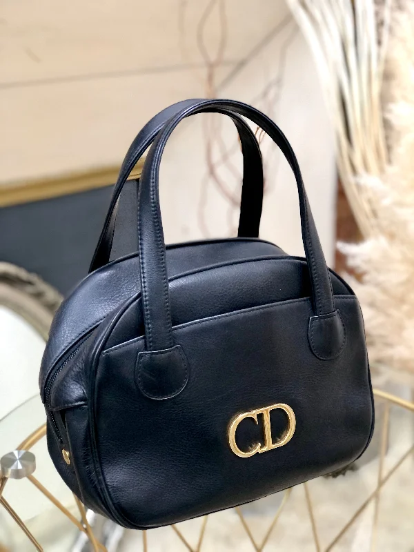 Crafted to Last: Dior’s Luxury BagsChristian Dior CD motif Embossed Leather Handbag Black Vintage Old c7ce8c