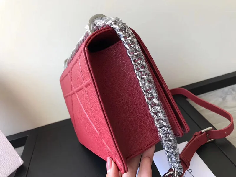 Dior Bags: Your Passport to LuxuryChristian Diorama Flap Bag In Ruby Grained Calfskin