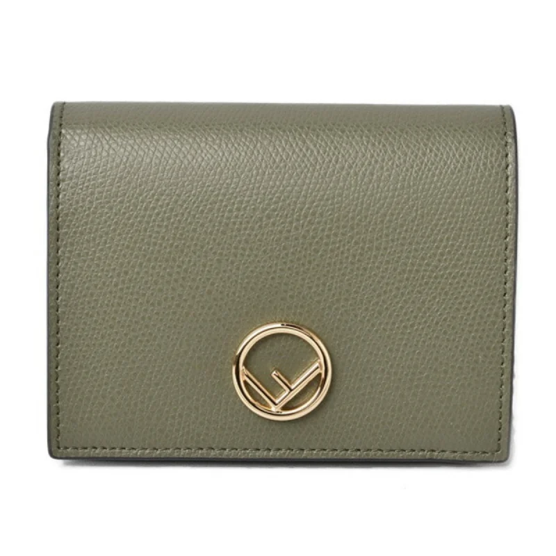 Fendi Gold-Plated Bag -Fendi wallet FENDI bifold F is IS 8M0387 A18B F14QC leather ASPARAGO gray