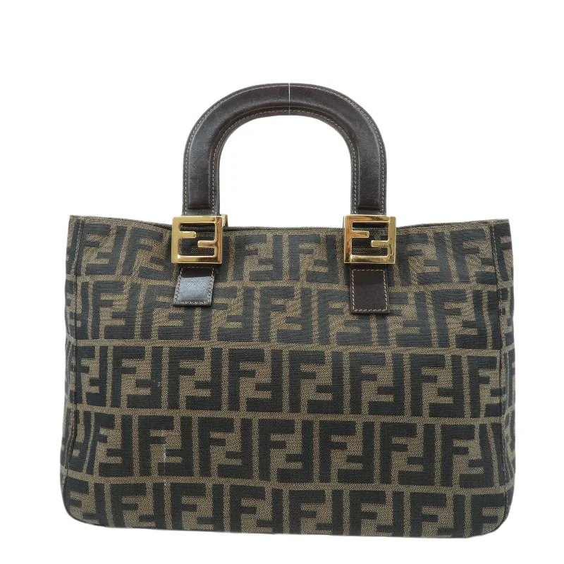 Fendi Minimalist Icon -FENDI Zucca Canvas Leather Tote Bag Hand Bag Brown