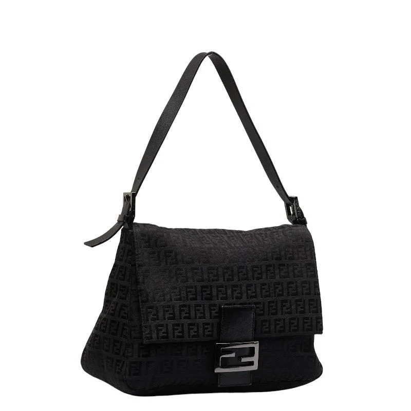 Fendi Exclusive Couture Bag -Fendi Zukiano One-Shoulder Bag Handbag Black Canvas Leather  Fendi