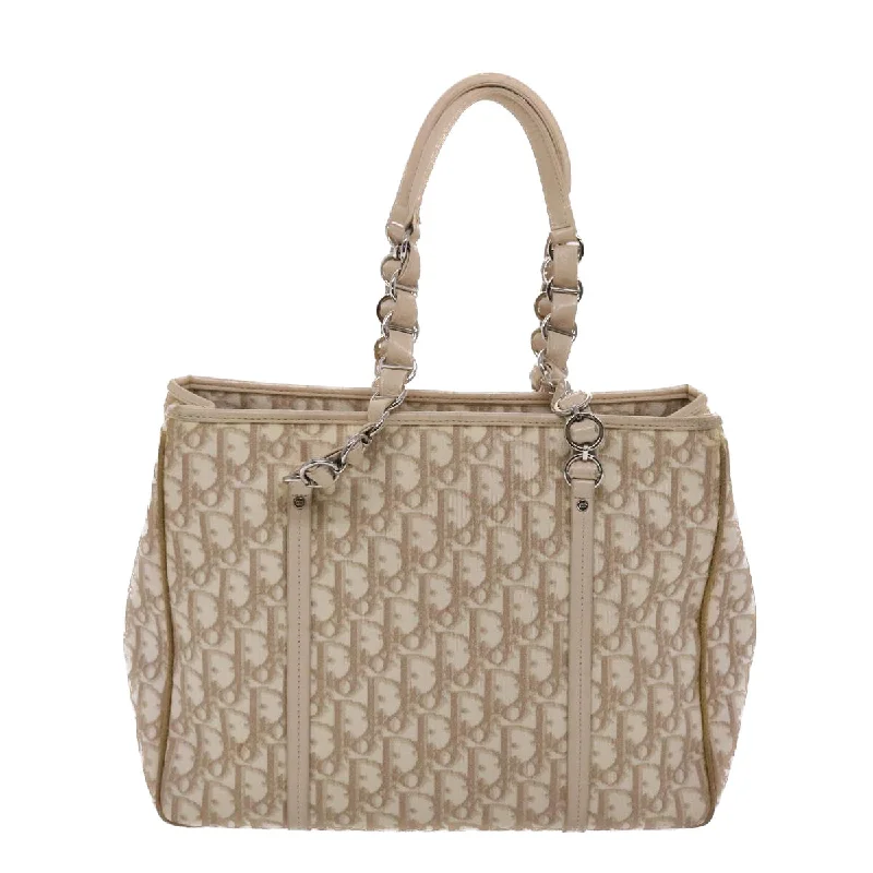 Dior Bags: Stylish Luxury at Its BestCHRISTIAN DIOR Trotter Canvas Tote Bag PVC Leather Beige Auth 49112