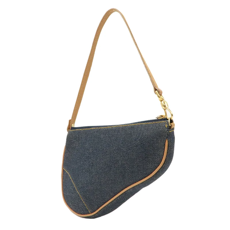 Indulge in the Luxury of Dior BagsChristian Dior Denim Leather Saddle Bag Shoulder Bag Pouch Navy