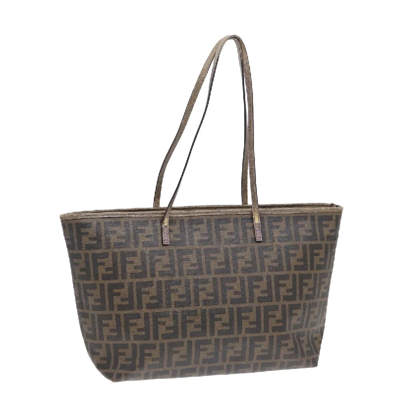 Fendi Exclusive Couture Bag -FENDI Zucca Canvas Tote Bag Brown Black gold  ep5268