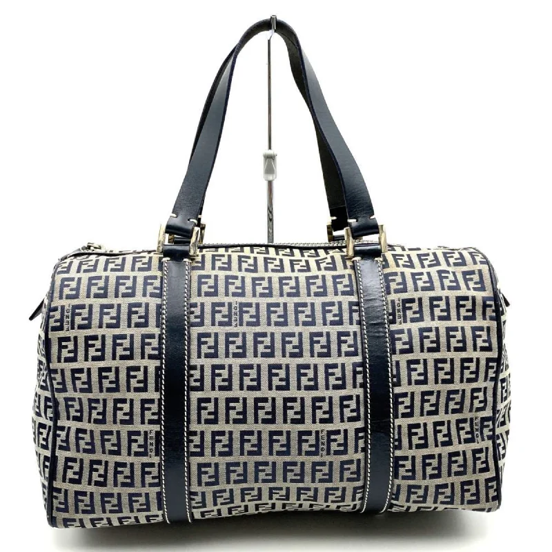 Fendi Chevron Quilted Bag -FENDI Boston bag handbag Zucchino navy canvas leather women's men's