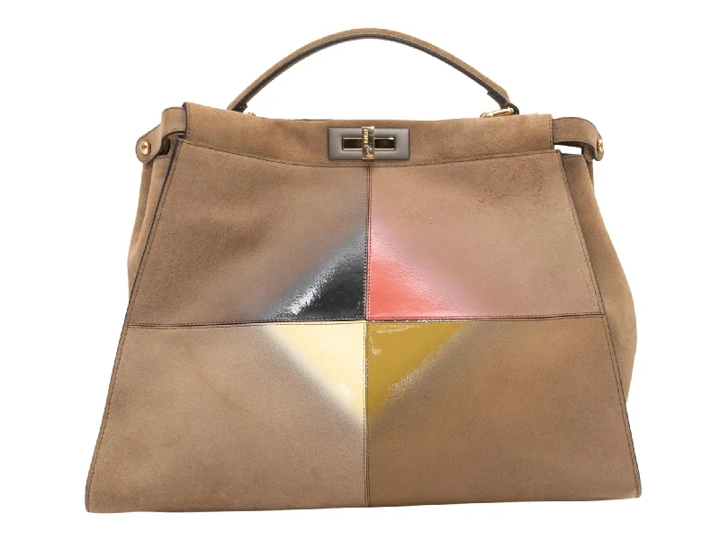 Fendi Vintage Collector’s Item -Tan & Multicolor Fendi Peekaboo Painted Handbag