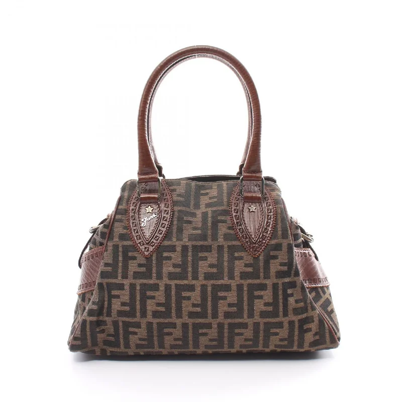 Fendi Street Style Must-Have -FENDI Ethnico Zucca Handbag Bag Canvas Leather Women's Brown 8BN157