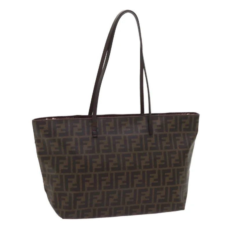 Fendi Luxe Essential -FENDI Zucca Canvas Tote Bag Black Brown  ep3087