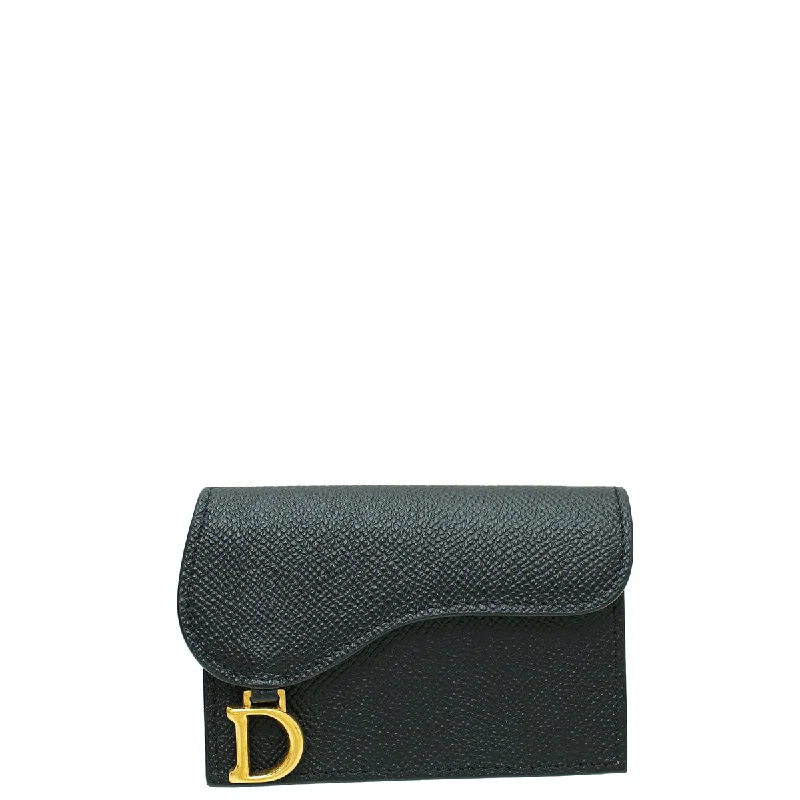 Iconic Elegance in Every Dior BagChristian Dior Black Saddle Flap Card Holder