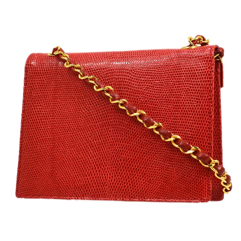 Chanel Chic Minimalist Bag -CHANEL 1989-1991 Red Lizard Letter Flap Bag 20633