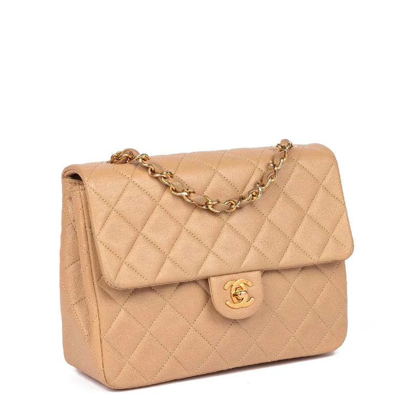 Chanel Small Yet Spacious Bag -Chanel Beige Quilted Lambskin Vintage Square Mini Flap Bag