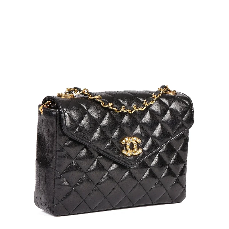 Chanel Fashion Week Bag -Chanel Black Quilted Lambskin Vintage Crystal Embellished Mini Flap Bag