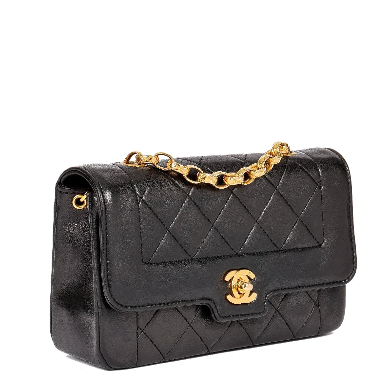 Chanel High-End Handbag -Chanel Black Quilted Lambskin Vintage Mini Diana Classic Single Flap Bag