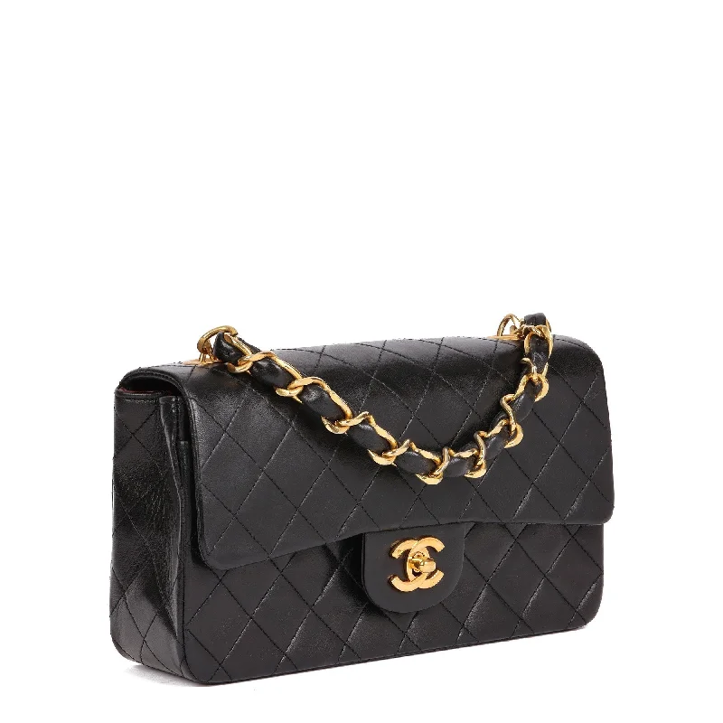 Chanel Celebrity Favorite Bag -Chanel Black Quilted Lambskin Vintage Small Top Handle Classic Single Flap Bag Top Handle Bag