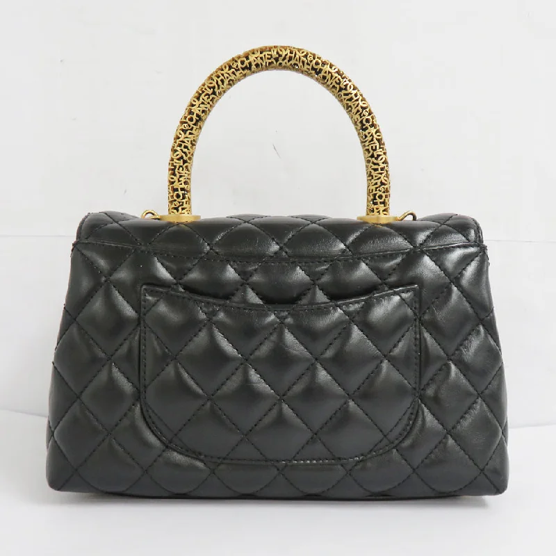 Chanel Iconic Parisian Bag -Chanel Coco Handle 24 XS A92990 Black G  Top Handle Flap Bag Black GD Gold Tools Logo Leather