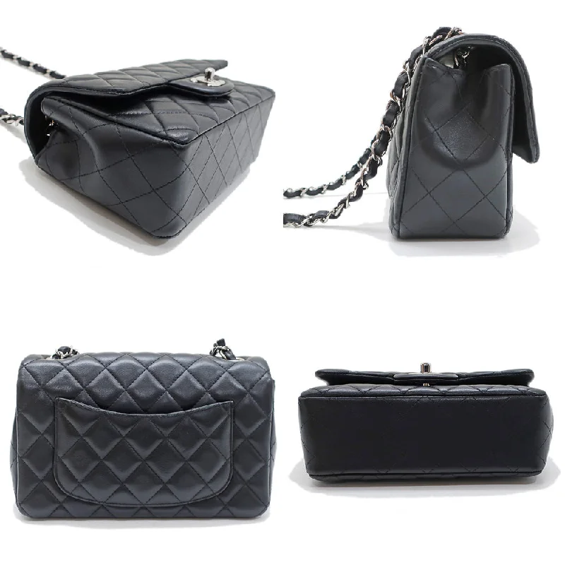 Chanel Exclusive Limited Edition Bag -CHANEL Mini Flap Bag 20  Black Silver G  SV Chainsholder Bag Coco Black  A69900