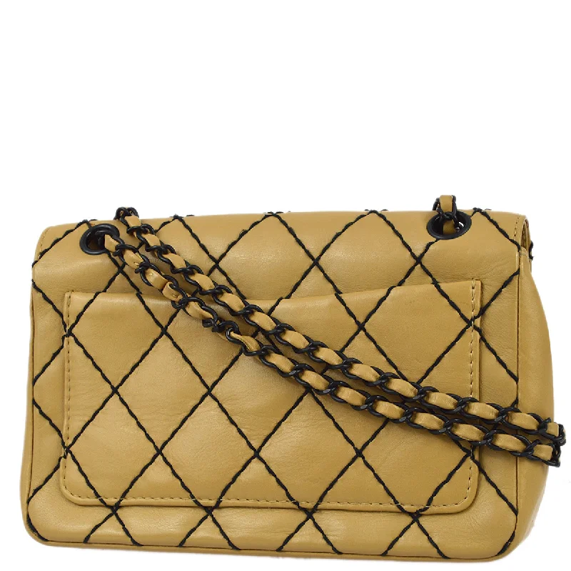 Chanel Luxe Investment Bag -Chanel 2000-2001 Beige Calfskin Medium Wild Stitch Straight Flap Bag