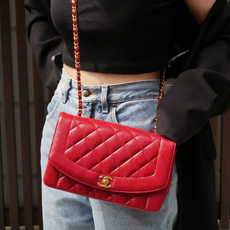 Chanel Parisian Style Bag -Chanel 1994-1996 Red Caviar Medium Diana Flap Bag