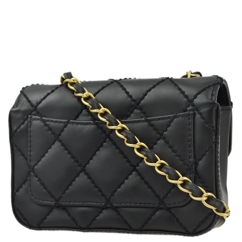 Chanel Work Bag -Chanel 2003-2004 Calfskin Mini Wild Stitch Straight Flap Bag