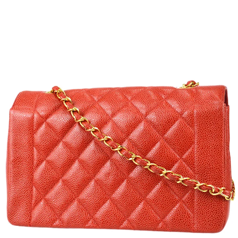 Chanel Sophisticated Fashion Bag -Chanel 1991-1994 Red Caviar Medium Diana Flap Bag