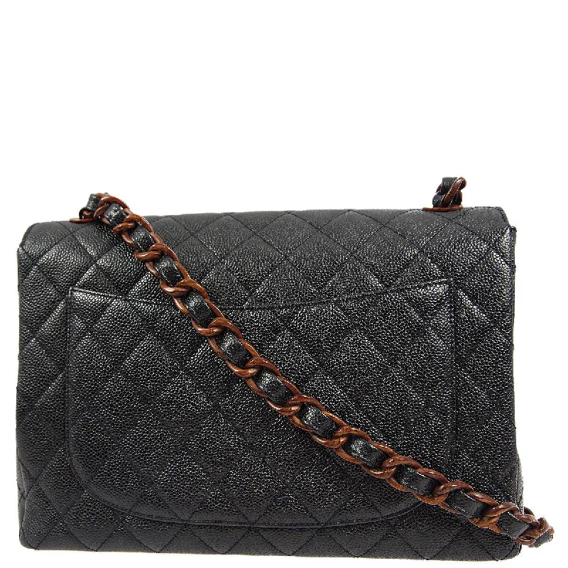 Chanel Street Style Favorite -Chanel * 1997-1999 Black Caviar Jumbo Classic Flap Bag