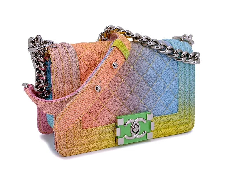 Chanel Wedding Guest Bag -Chanel 17C Rainbow Caviar Coco Cuba Small Boy Flap Bag