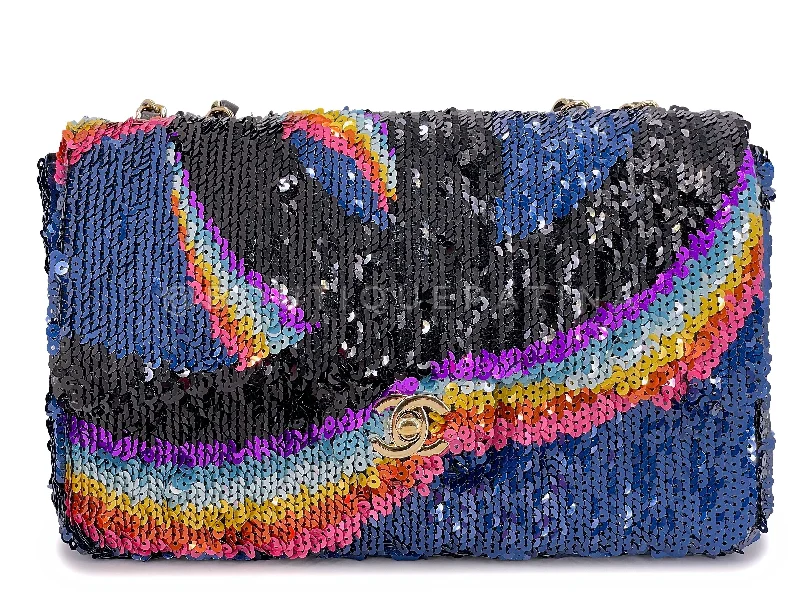 Chanel Luxury Leather Bag -Chanel 21K Rainbow Sequin Medium Flap Bag