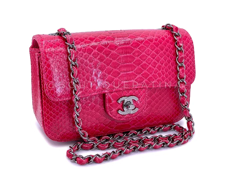 Chanel Winter Bag -Chanel 2014 Fuchsia Pink Python Rectangular Mini Flap Bag RHW