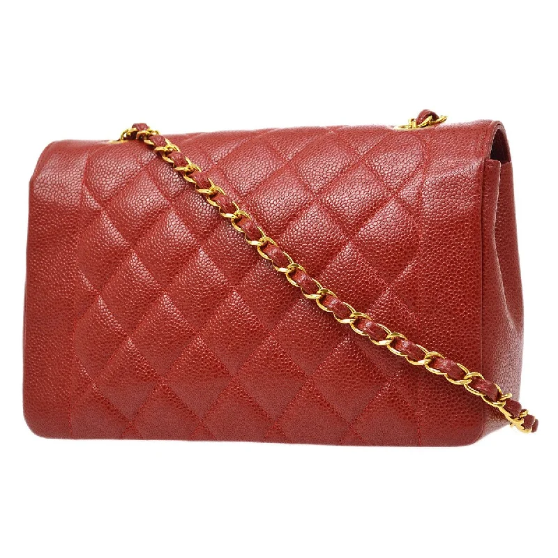 Chanel Luxury Leather Bag -Chanel 1994-1996 Red Caviar Medium Diana Flap Bag