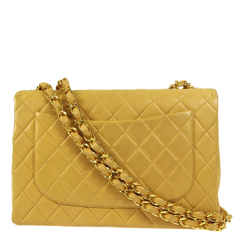 Chanel Perfect Luxury Handbag -Chanel Beige Lambskin Jumbo Classic Flap Bag