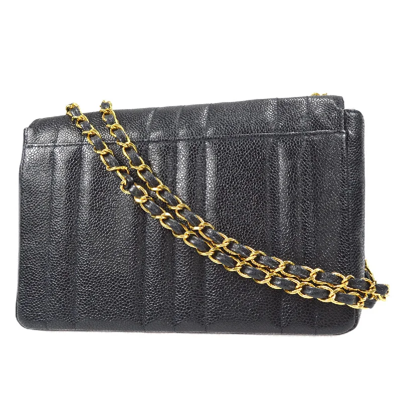 Chanel Birthday Gift Bag -Chanel 1994-1996 Black Caviar Small Vertical Stitch Straight Flap Bag