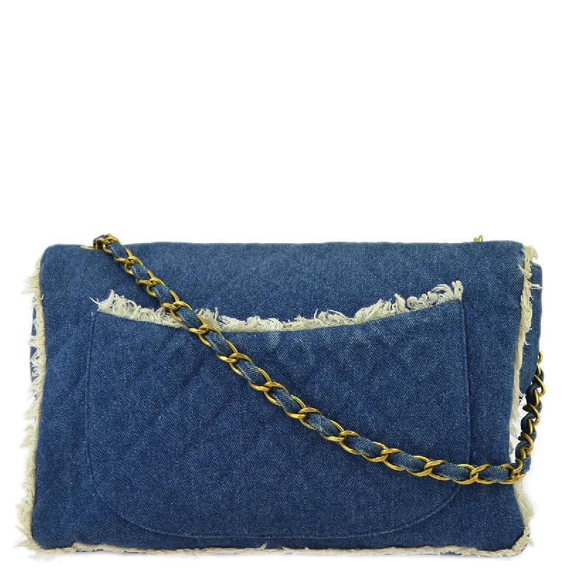 Chanel Celebrity Favorite Bag -Chanel 1997-1999 Blue Denim Maxi Straight Flap Bag