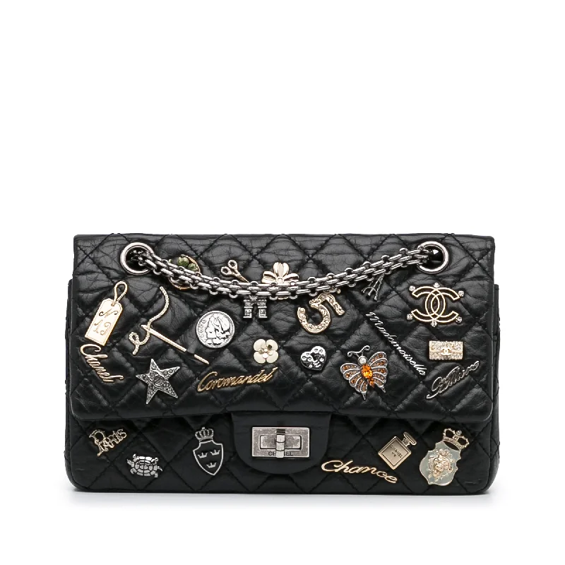 Chanel European Luxury Bag -Chanel 2.55 Reissue Lucky Charms Flap Bag Black Lambskin Ruthenium