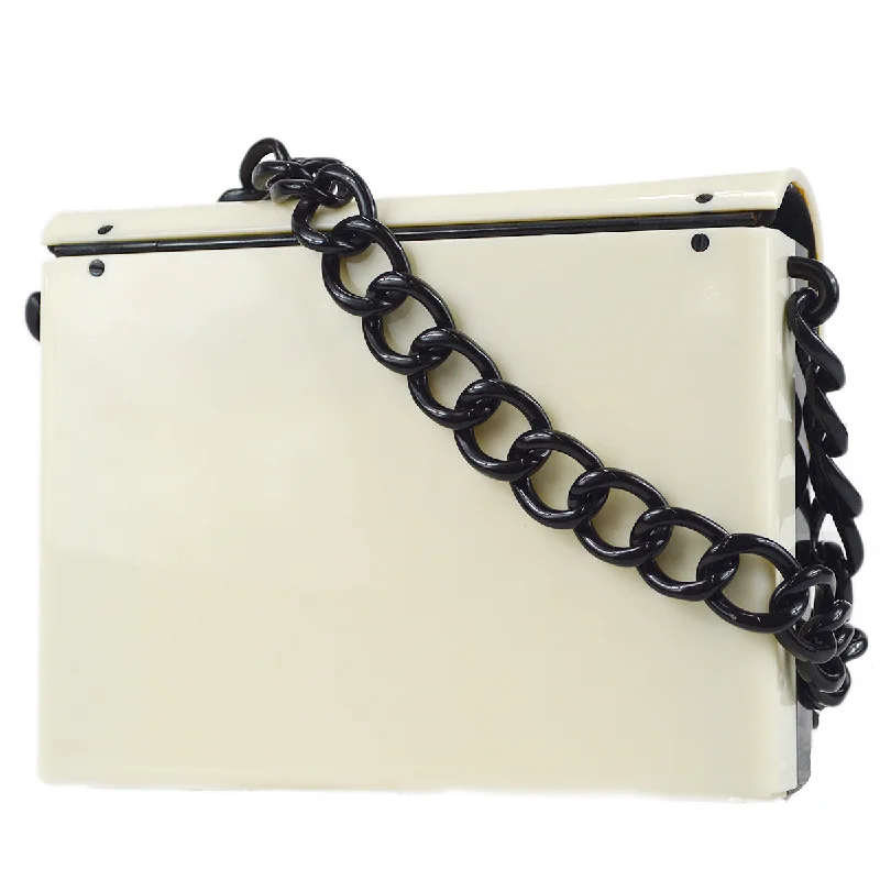 Chanel High-End Handbag -Chanel 2000-2001 Acrylic Chain Flap Bag Mini Black White