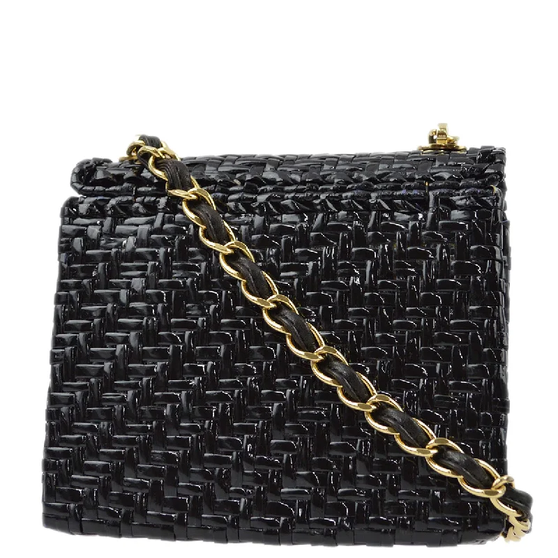 Chanel Iconic Parisian Bag -Chanel * 2000-2001 Black Rattan Mini Classic Square Flap Bag 17