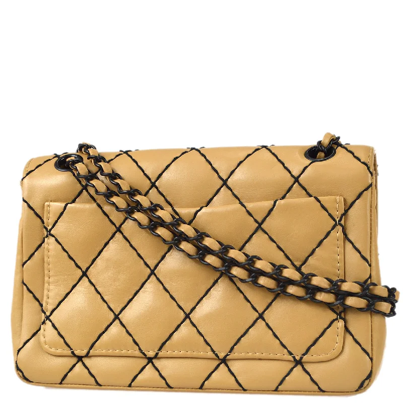 Chanel Retro-Inspired Bag -Chanel Black Calfskin Wild Stitch Straight Flap Bag