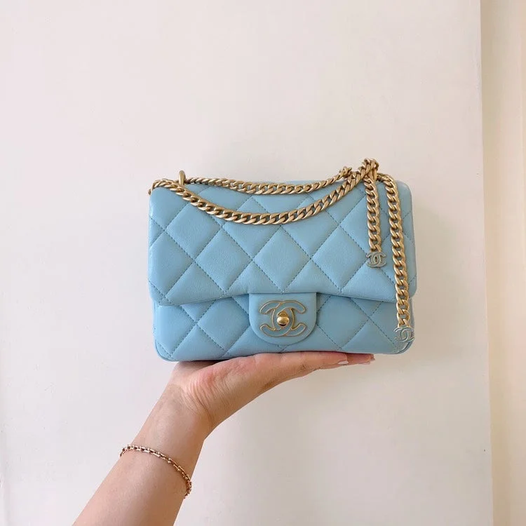 Chanel Influencer Favorite Bag -Chanel 2022 Mini Pearl Crush Flap Bag, Blue