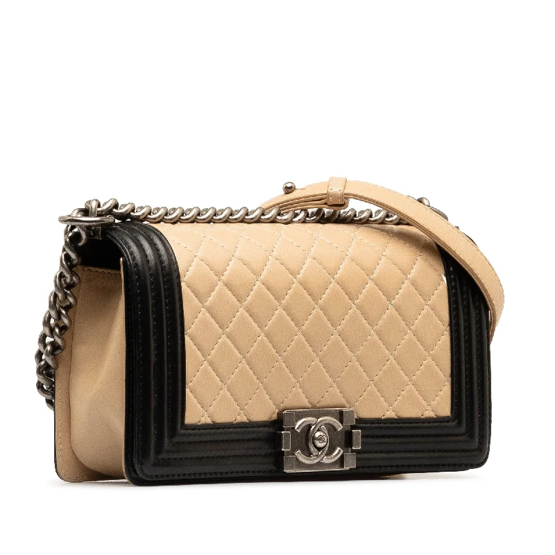 Chanel Exclusive Limited Edition Bag -CHANEL Medium Lambskin Boy Bicolor Flap Bag