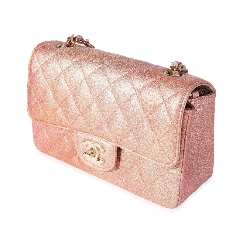 Chanel Everyday Bag -Chanel Metallic Rose Gold Ombré Classic Rectangular Mini Flap Bag