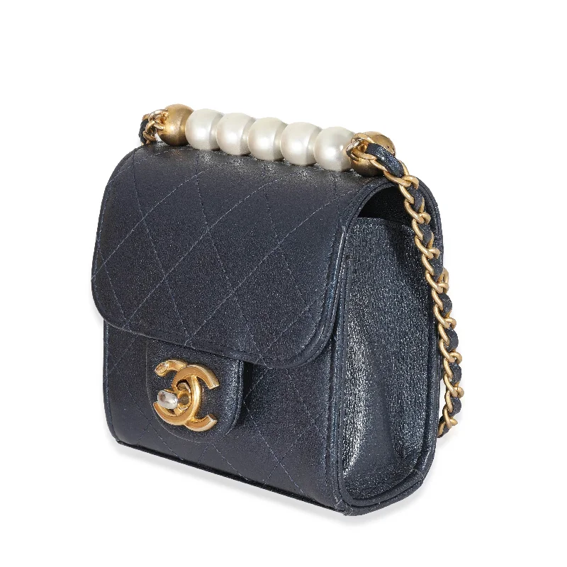 Chanel Collector’s Item Bag -Chanel Navy Goatskin Chic Pearls Mini Flap Bag