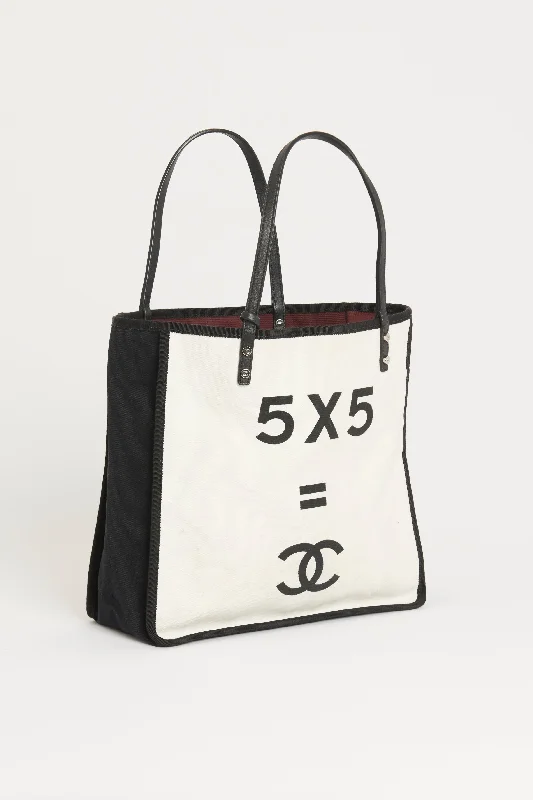 Chanel Influencer Favorite Bag -Chanel White/Black Canvas 5X5=CC Tote