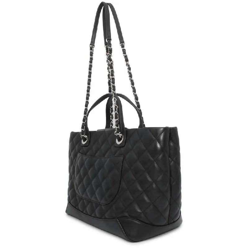 Chanel Parisian Style Bag -CHANEL Matelasse Chain Tote Bag Black Leather