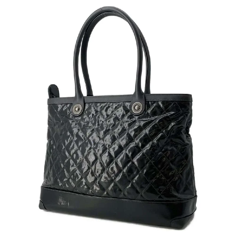 Chanel Fashion Week Bag -CHANEL Matelasse Tote Bag Black Patent Leather