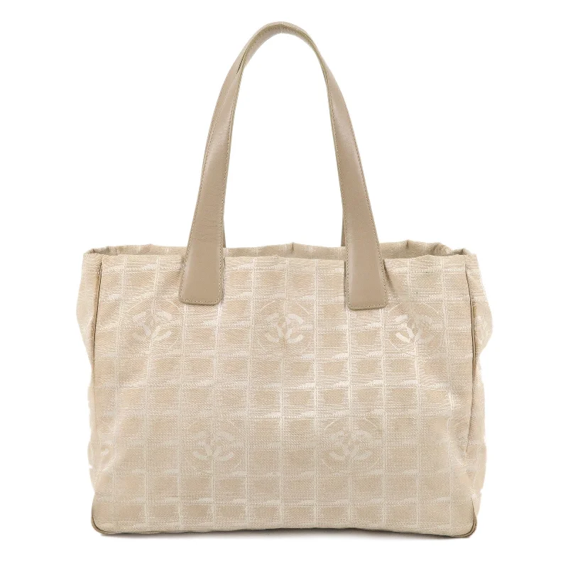 Chanel Street Style Favorite -CHANEL New Travel Line Nylon Jacquard Leather Tote Bag A15991