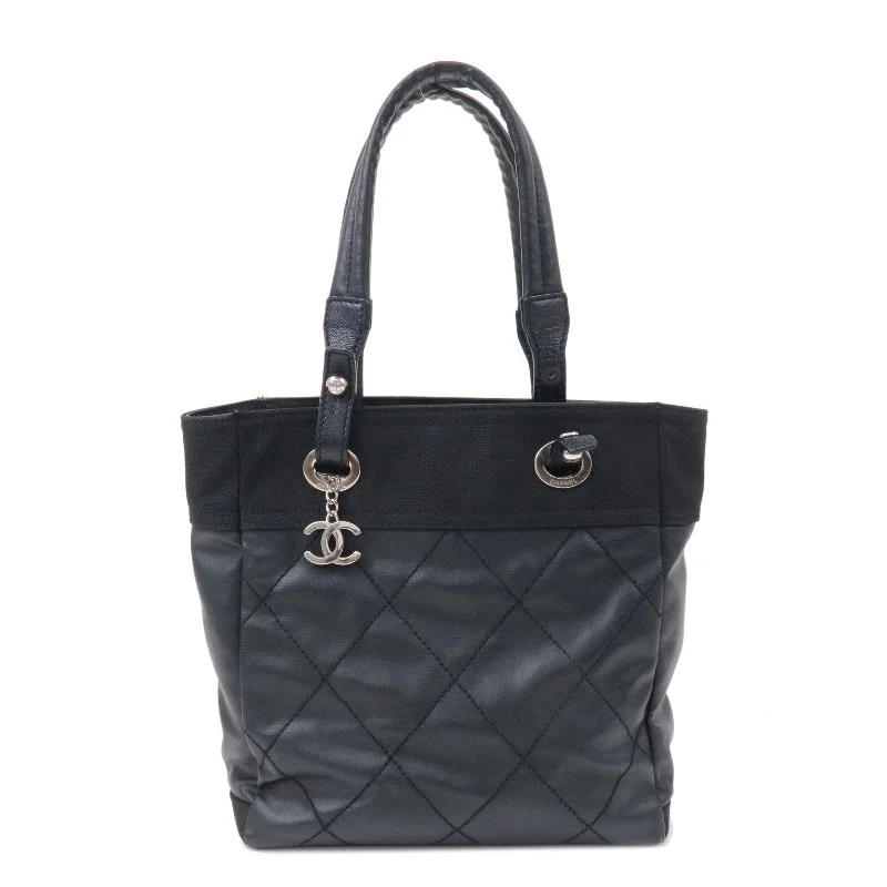 Chanel European Luxury Bag -CHANEL Paris Biarritz Coated Canvas Leather Tote Bag PM A34208