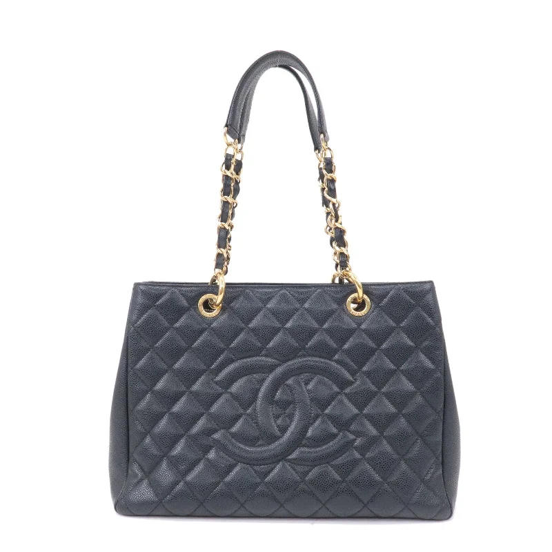 Chanel Must-Have Designer Bag -CHANEL Matelasse Caviar Skin GST Chain Tote Bag Black A50995