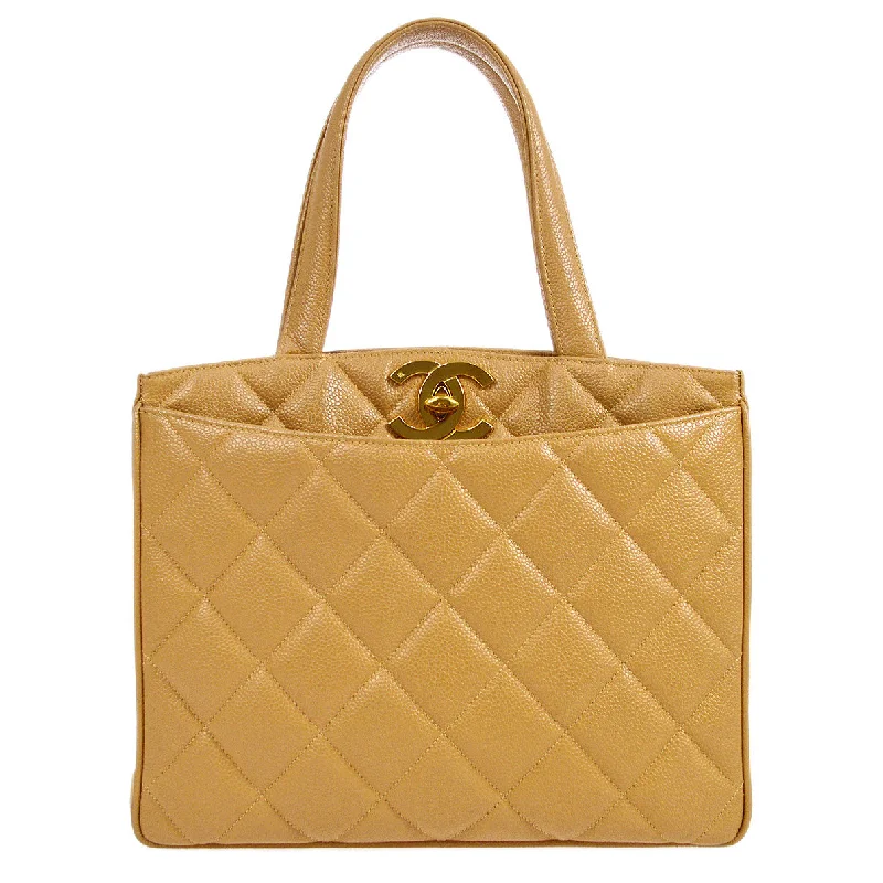 Chanel Must-Have Wardrobe Staple -CHANEL 1994-1996 Beige Caviar Tote Bag 95198