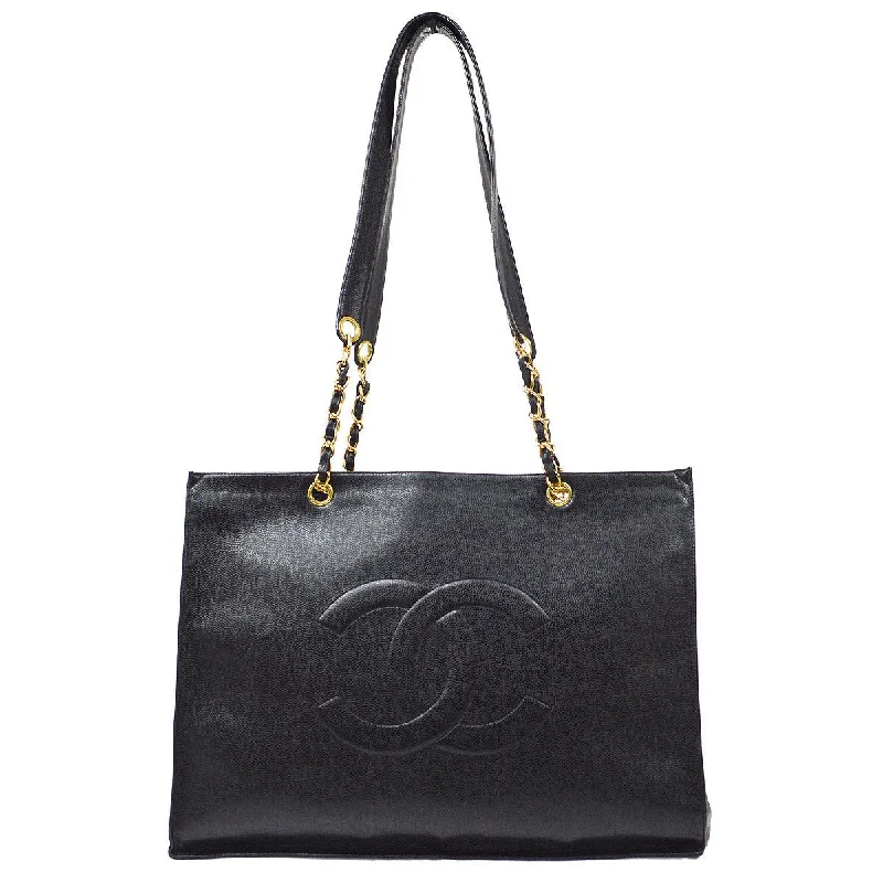 Chanel Modern Classic Bag -CHANEL 1996-1997 Black Caviar XL Tote Bag 61245